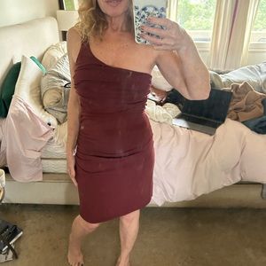 Susana Monico xs one shoulder body con dress burgundy